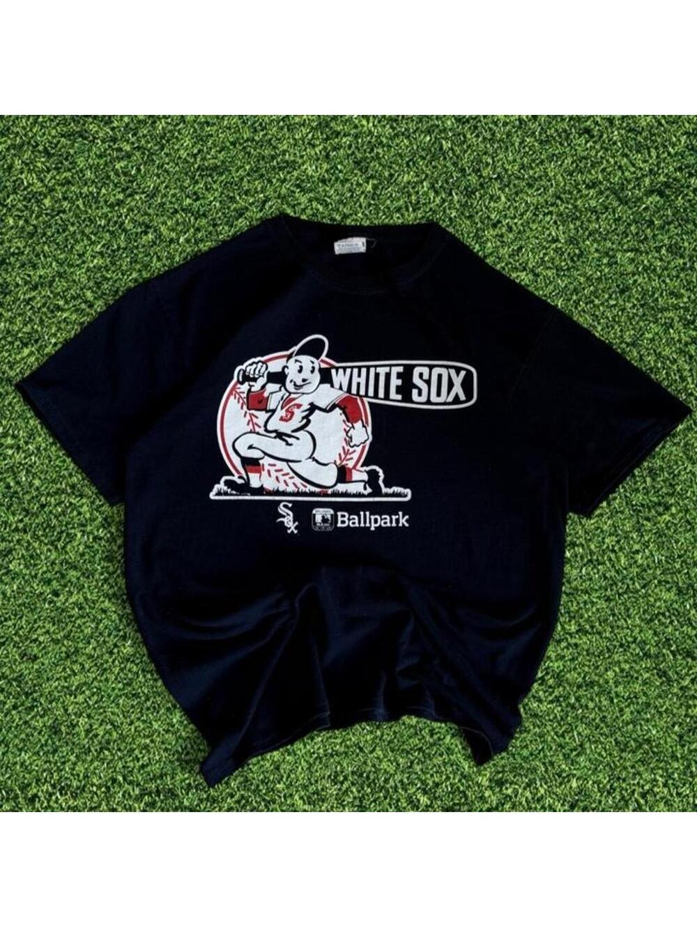 Vintage Chicago White Sox Jerzees Baseball Tee Cartoon Mascot Navy Size M